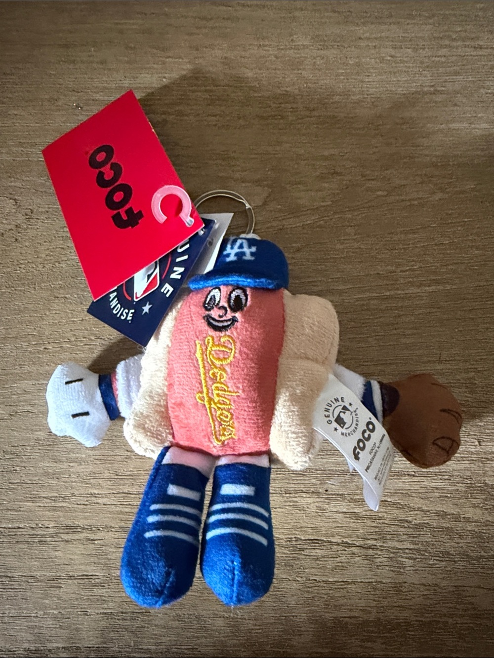 LA Dodgers Pink Hot Dog Plush Keychain by FOCO